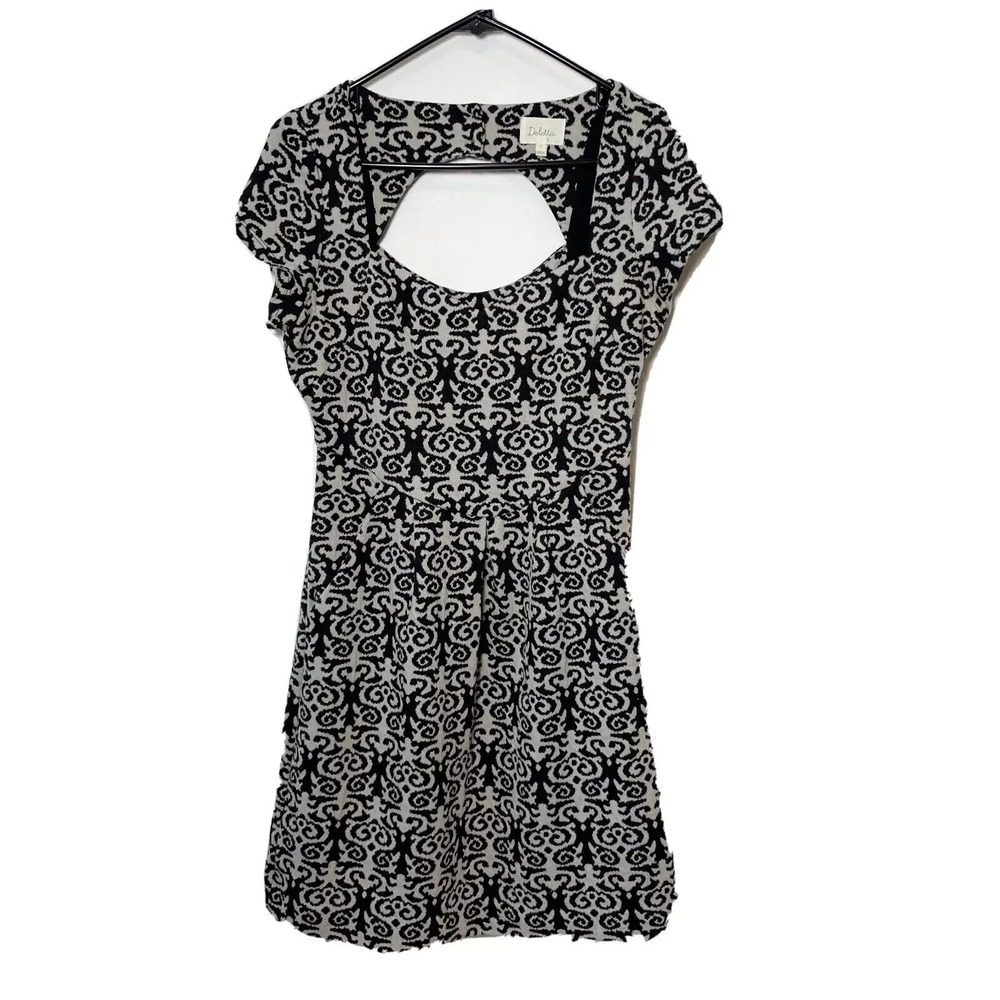 Anthropologie Deletta Caledonia Cutout Mini Dress Black S Sweetheart Pockets
